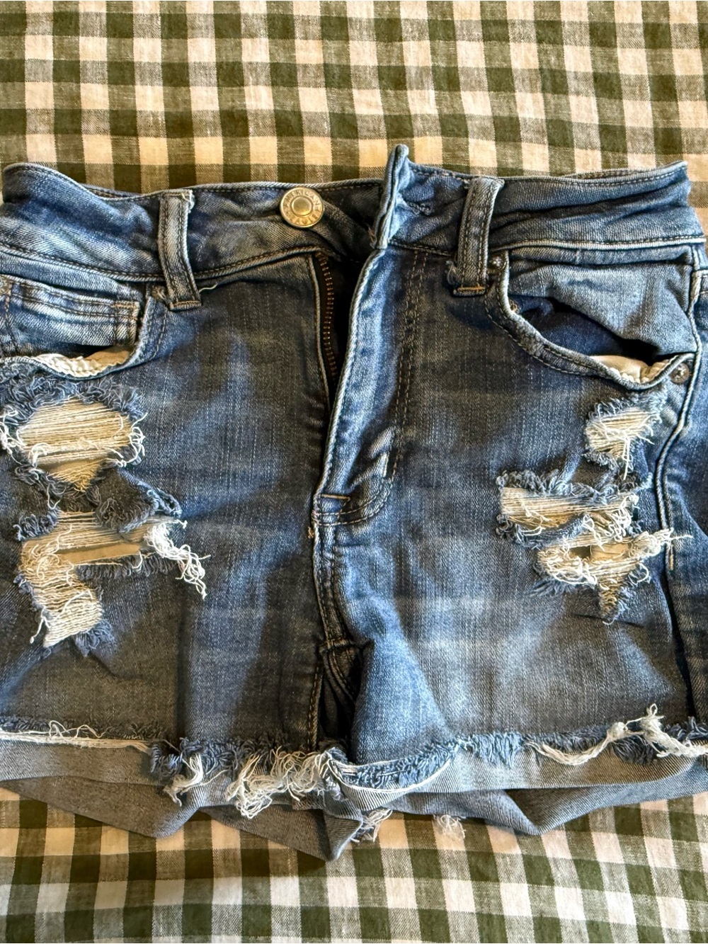 American Eagle Outfitters Distressed Denim Shorts - Blue